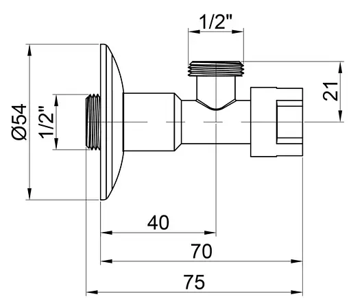 Кран приладовий буксовий Icma 1/2" кутовий №519 (90519AD07) - фото 3