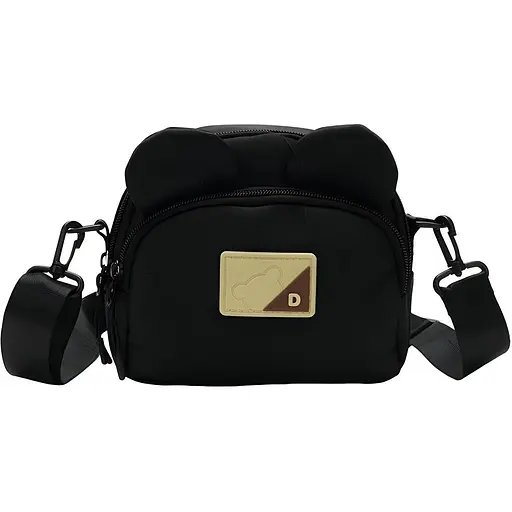 Детская сумка кросс-боди с ушками в корейском стиле 19х16х7 см черная (25-571)