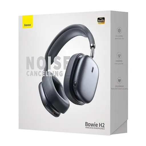Бездротові навушники Baseus Bowie H2 Noise-Cancelling Wireless Headphone, ANC, ENC, BT5.2, 300mAh, 30h, (NGTW260013) grey - фото 7