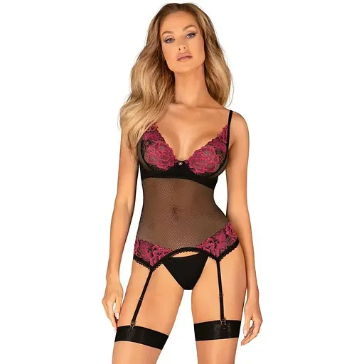 Корсет Obsessive Rosenty XL/2XL черный