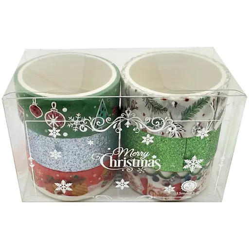 Набір декоративний скотч "Merry Christmas" Bambi XM-JD2273-4, 1,5 см x 2 м - фото 1