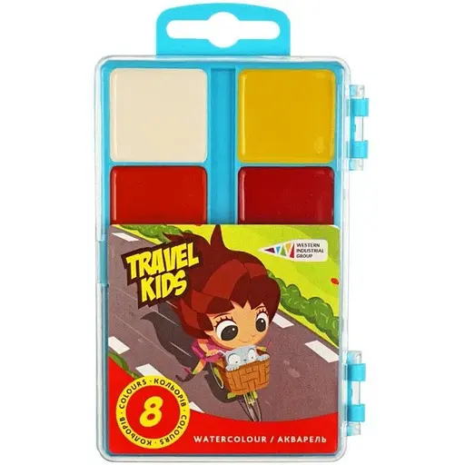 Набор детской акварели Гамма Travel kids 8 цветов без кисточки.