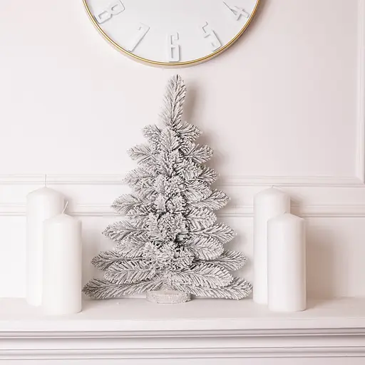 Новорічна декоративна настінна ялинка засніжена Полонина 60 см на дерев'яній підставці Lugi SOK-M-V-2 - фото 2