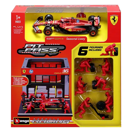 Игровой набор Bburago Pit Pass Ferrari SF-24 1:43 (18-36862 (#16)) - фото 6