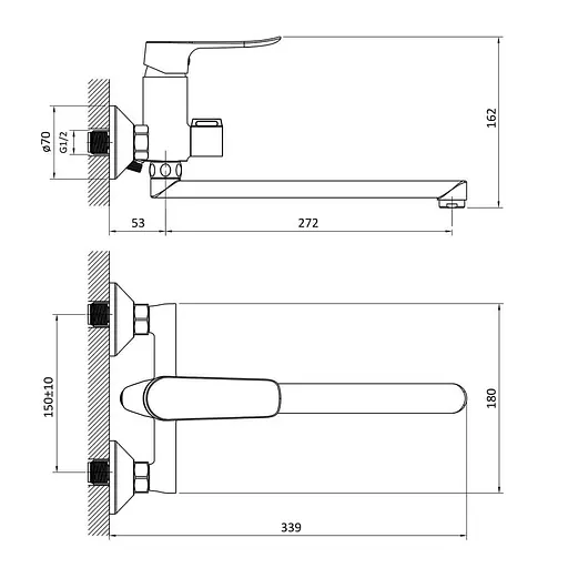 Змішувач для ванни хром Rj Slip RBZ090-9B Хром - фото 2