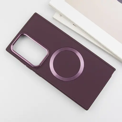 TPU чехол Epik Bonbon Metal Style with MagSafe для Samsung Galaxy S24 Ultra Бордовый / Plum - фото 3