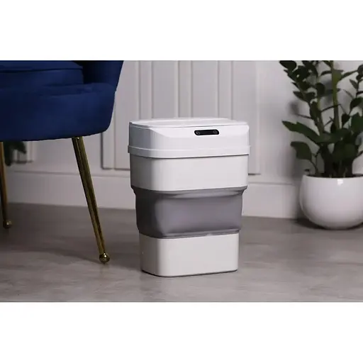 Сенсорне відро для сміття Houhai Industrial складне для дому та офісу 8-17.5 л сіре HPLN1 - фото 5