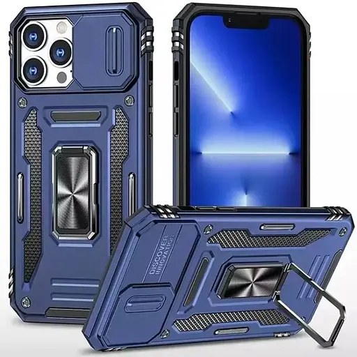 Чехол ударопрочный Epik Camshield Army Ring для iPhone 13 Pro (6.1) Синий/Navy - фото 1