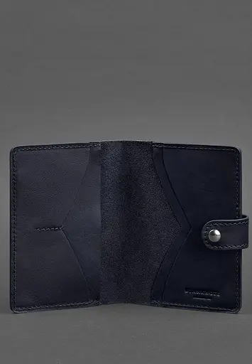 Кожаная обложка для паспорта 3.0 темно-синяя - фото 4