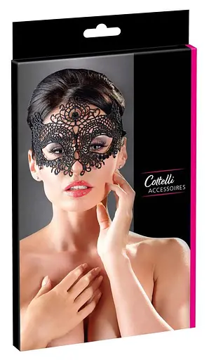 Мереживна маска Cottelli Accessoires Orion Embroidered OS чорний - фото 4
