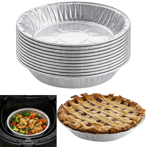 Набір з 10 круглих форм з потовщеної алюмінієвої фольги для аерогрилю та випічки Ø 19 см 88112 - фото 1