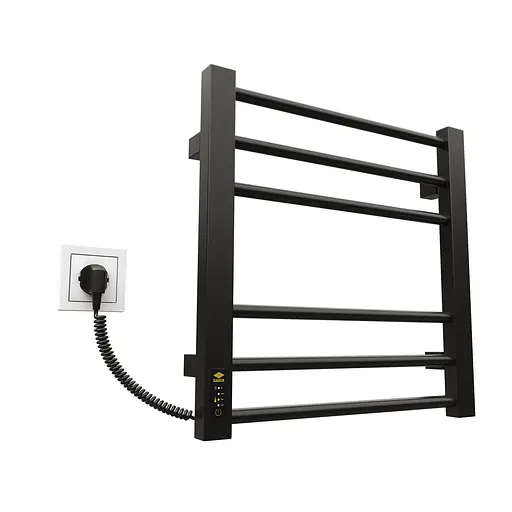 Електрична рушникосушарка Kosser Степ 500x500 EL ДСТ01EL, Чорний матовий, Ліве - фото 1