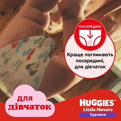 Уцінка. Набір підгузки-трусики для дівчаток Huggies Little Movers Pants 6 (15-25 кг) 60 шт. - фото 6
