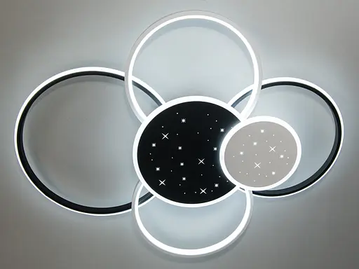 Гармонійна стельова світлодіодна люстра з пультом, 115Вт, білий+чорний - фото 3