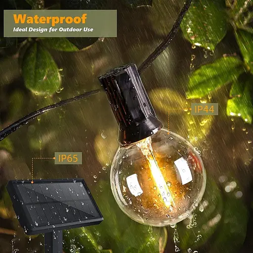 Уличные солнечные гирлянды Yuucio, 100 футов G40, гирлянда с 50+2 лампами лампочками, не бьются, водонепроницаемый внутренний - фото 7