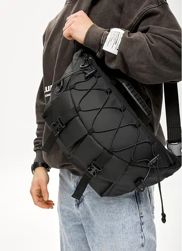 Мужская сумка-бананка под ноутбук Sambag Urban Pro черная 46×26 см (51411264m) - фото 5