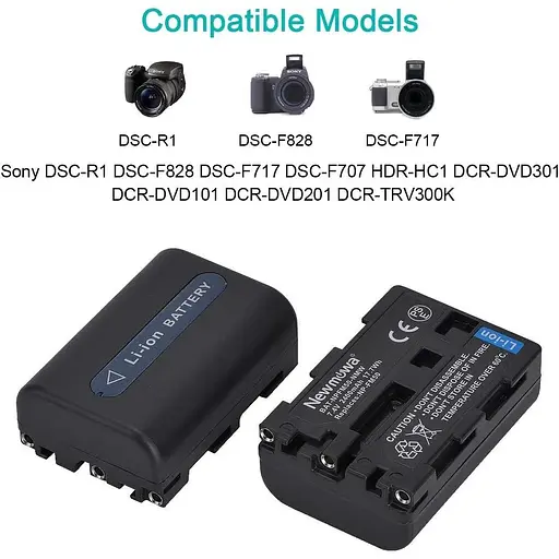Запасная батарея Newmowa NP-FM50 (2 шт.) и портативное зарядное устройство для Sony NP-FM50 DSC-R1 DSC-F828 DSC-F717 DSC-F707 - фото 5