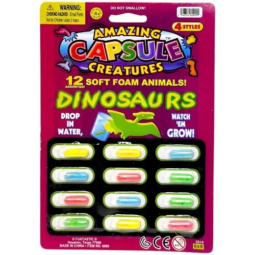 Зростаючі фігурки у капсулі PS-12/2 Динозаври, 12 капсул на планшетці - фото 1