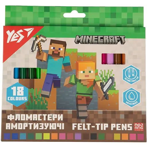 Набір фломастерів Yes Minecraft амортизуючих 18 шт. (650584)