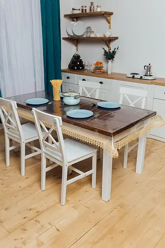 Силиконовая скатерть с золотым кружевом 7 см 310х120 см - фото 5