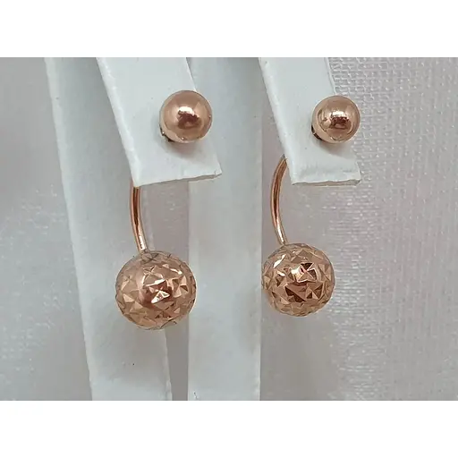 Золотые серьги Шарики.  1101081А - фото 2