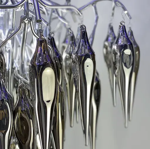 Люстра с подвесными объемными стеклянными элементами дымчатого цвета Line.F Y 03 CH+GR - фото 4