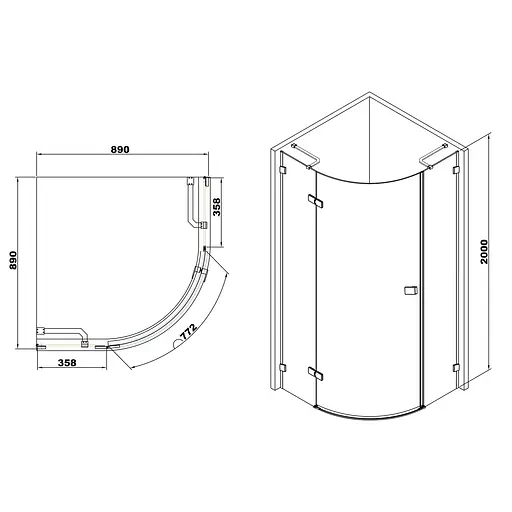 Душевая кабина Volle De la Noche 90x90 без поддона 10-40 -192Lblack - фото 2