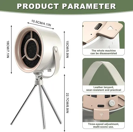 Портативна витяжка Roadtime, портативний витяжний вентилятор із 3 швидкостями, настільний витяжний вентилятор для кухні з штативом - фото 3