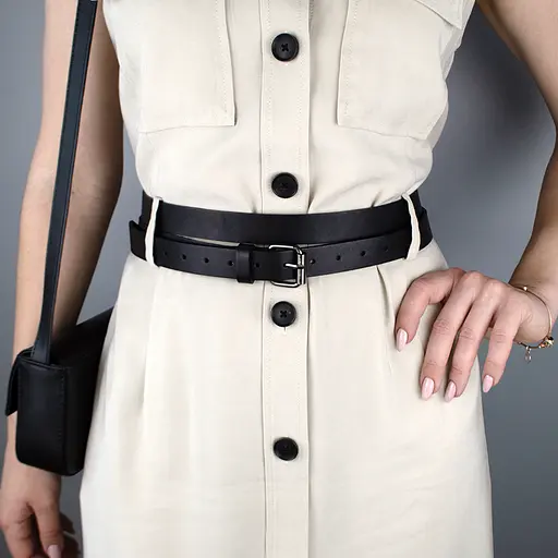 Ремінь жіночий шкіряний у два обороти SF-2501 чорний (180-250 см) - фото 6