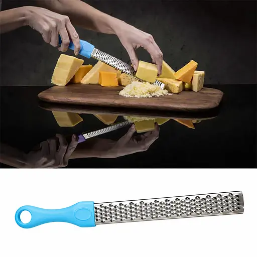 Тертка кухонна ручна дрібна для сиру шоколаду та цедри лимона з неіржавкої сталі 27.5 см Блакитний 88226 - фото 2