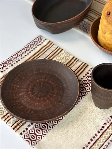 Пасхальний столовий сервіз керамічного (глиняного) посуду на 6 осіб Гладкий - фото 3