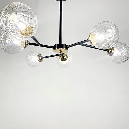 Стельова люстра в чорному корпусі на 6 ламп Line.F Колір фурнітури золотий - фото 3