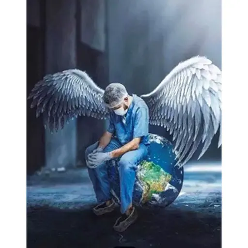 Алмазна мозаїка 50*40 на підрамнику повна викладка Добро врятує світ Лікар - фото 1