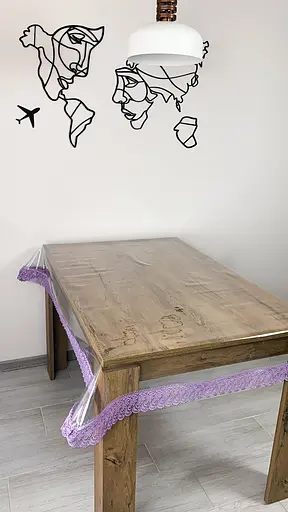 Силиконовая скатерть с лиловым кружевом 7 см 100х100 см - фото 3