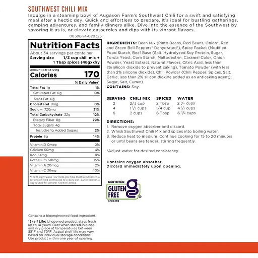 Фасоль чили по мексикански Augason Farms с большим сроком годности 10 лет 34 порции - фото 4