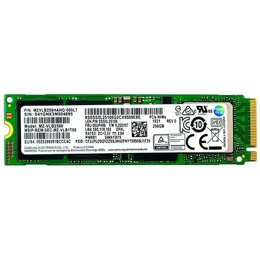 Накопитель SSD Samsung M.2 2280 256GB (MZ-VLB2560) Б/У - фото 1