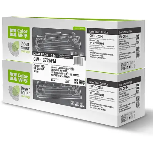 Картридж Canon 725, Black, LBP-6000/6020, MF3010, 1600 стор, ColorWay, Dual Pack (CW-C725FM)