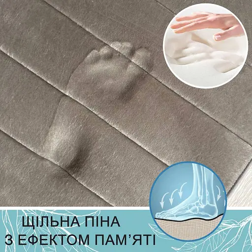 Набор 3 коврика для ванной Aquarius с эффектом памяти 50х80 см, 40х60 см, U-образный 50х50 см. Темно-Бежевый в полоску - фото 4