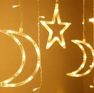 Гирлянда светодиодная Штора Звезды и Луна 3х1.5 м 120 LED Теплая Белая - фото 3