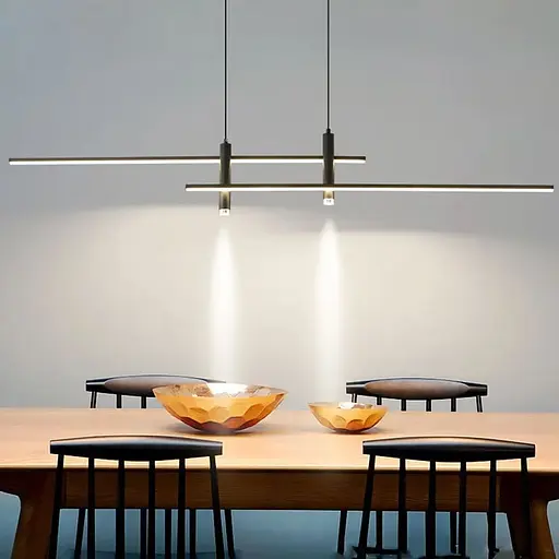 Видовжена люстра у чорному геометричному корпусі 120 см | Арт. K29-1200 BK | Line F - фото 6