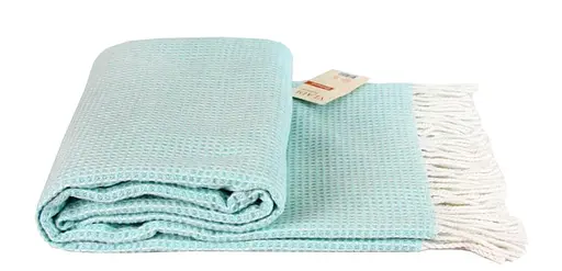 Плед хлопковый Vladi Валенсия Верона 140х200 бело-мятный - фото 1