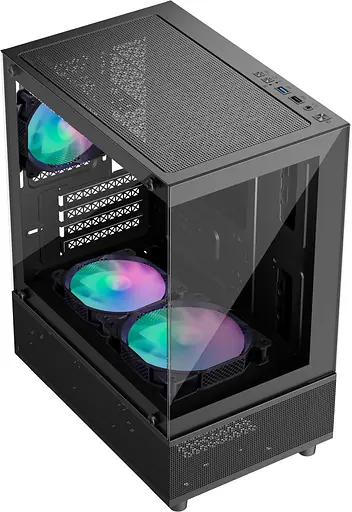 Корпус 1stPlayer Mi2-A-BK-2F7R-1F7 Black без БП - фото 2