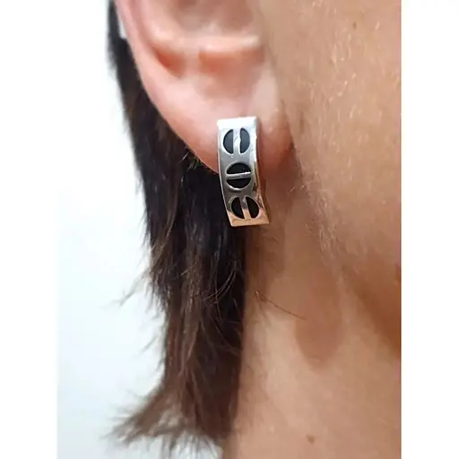 Срібні сережки Tango з каучуком. 930014С - фото 2