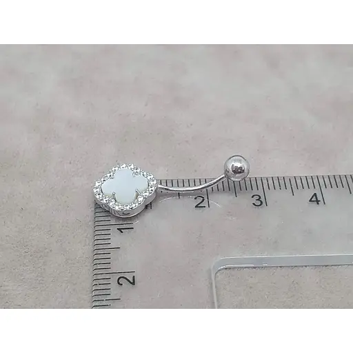 Срібна сережка для пірсингу пупка Ірій з перламутром. 6025.2 - фото 4