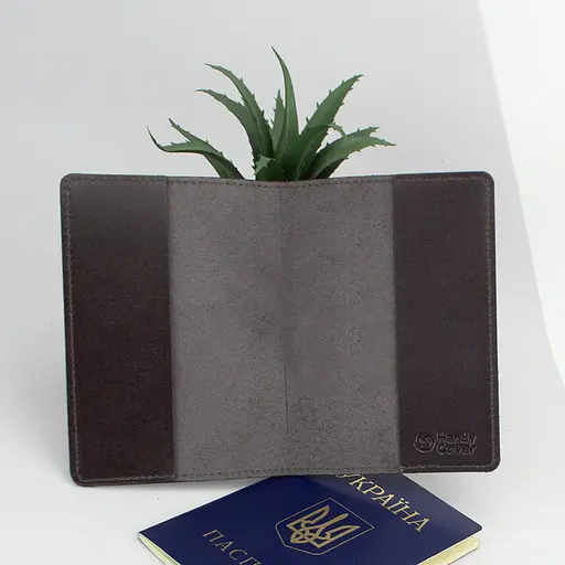 Обложка на паспорт кожаная мужская HC-25 (коричневая матовая) - фото 4