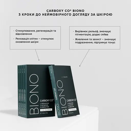 Набір для догляду за обличчям Biono Carboxy CO² Трьохетапна процедура 120 мл (4 шт. x 30 мл) (BN_CRB_4) - фото 4