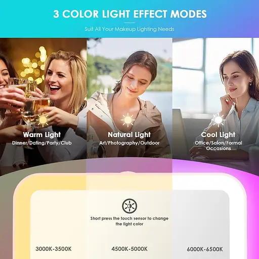 Дорожное светодиодное зеркало для макияжа Auxmir, портативное косметическое зеркало с подсветкой, компактное аккумуляторное зеркало - фото 3
