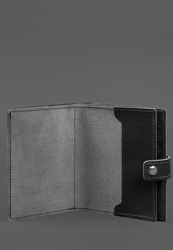 Кожаная обложка-портмоне на паспорт с гербом Украины 25.1 Черная - фото 3