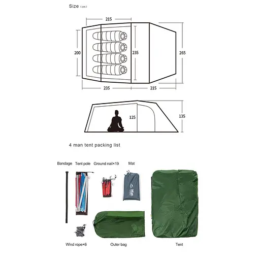 Намет тримісний Naturehike Opalus UL NH17L001-L Світло-зелений - фото 5