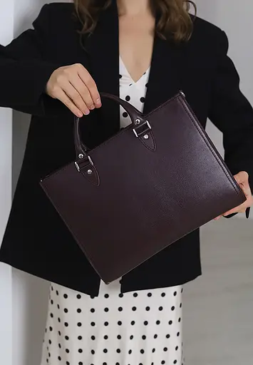 Жіноча шкіряна сумка Fancy A4 бордова - фото 3